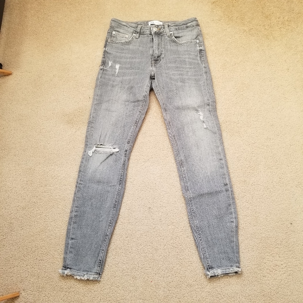 Zara Midrise Destroyed Skinny Denim Jeans